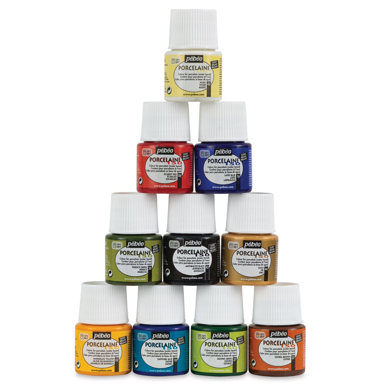 Pebeo Porcelaine 150 Paints Set of 10 45 ml bottle